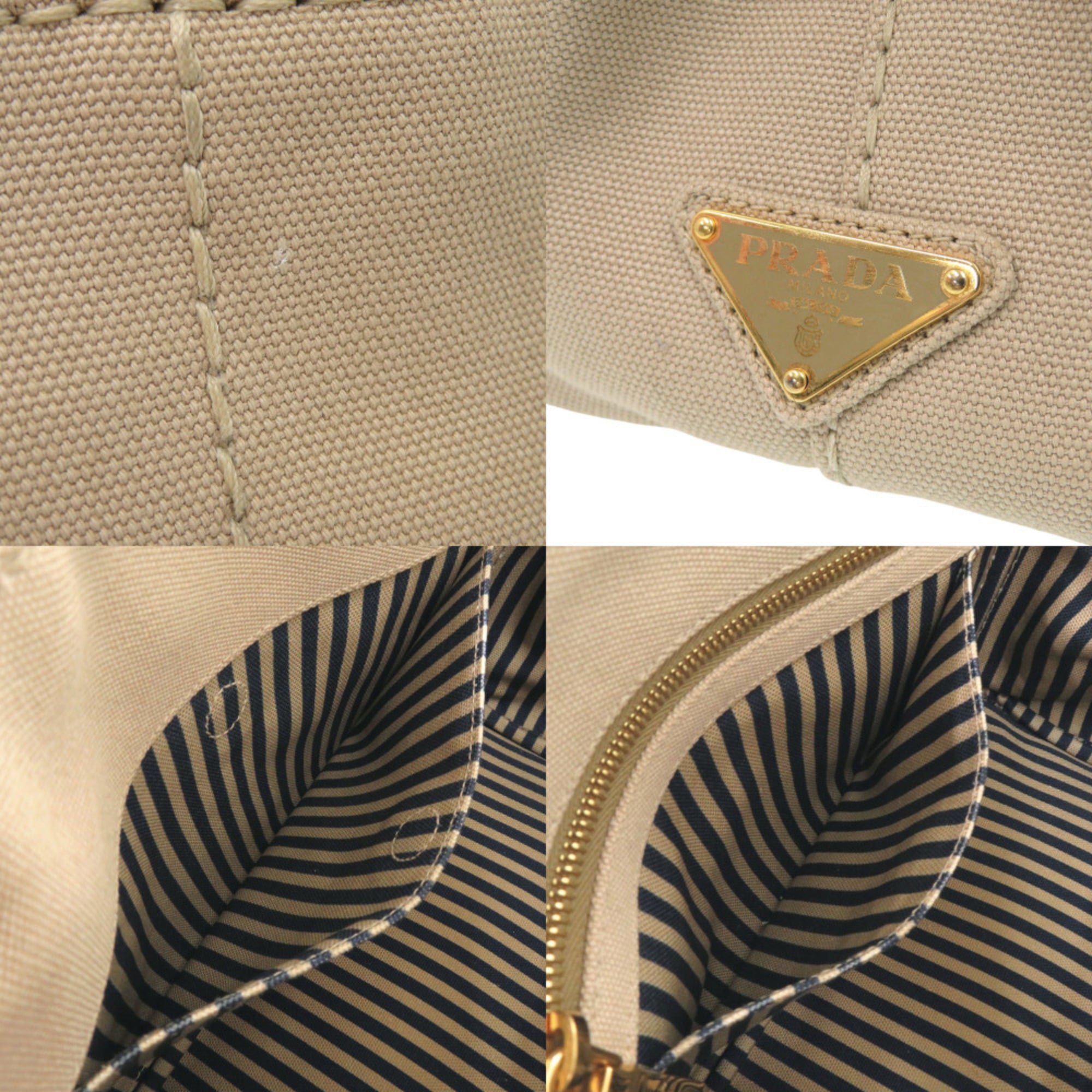 Prada Beige Canvas Tote Bag