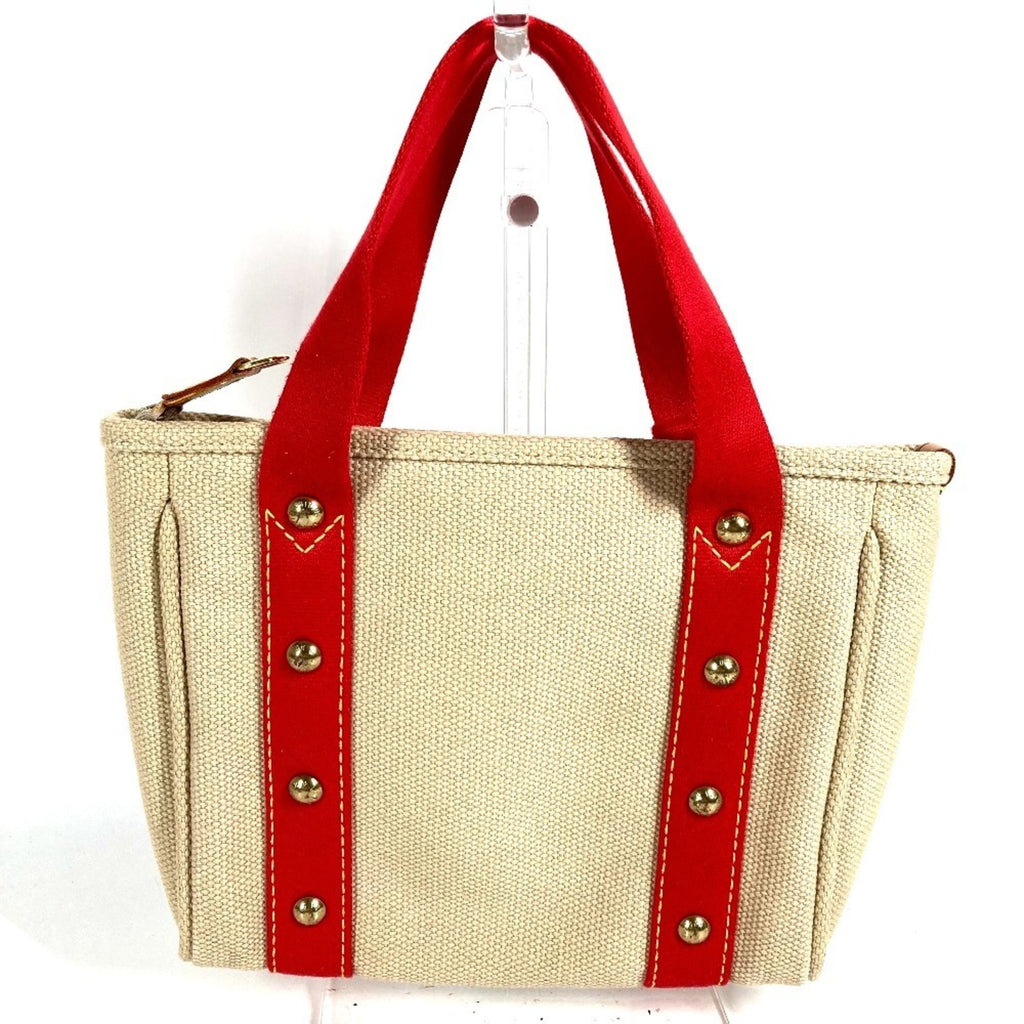 Louis Vuitton Beige Red Color Canvas Handbag Tote Bag