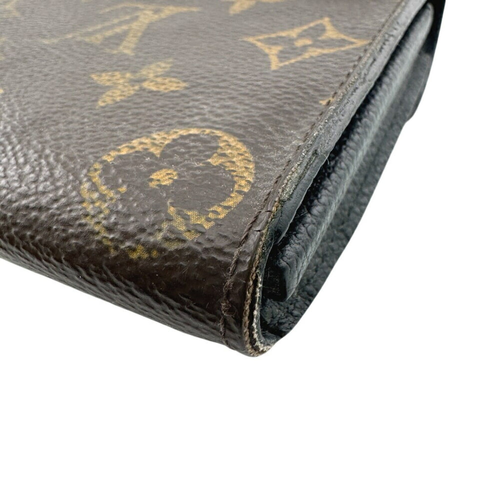 Louis Vuitton Black Brown Monogram Monogram Leather Long Wallet