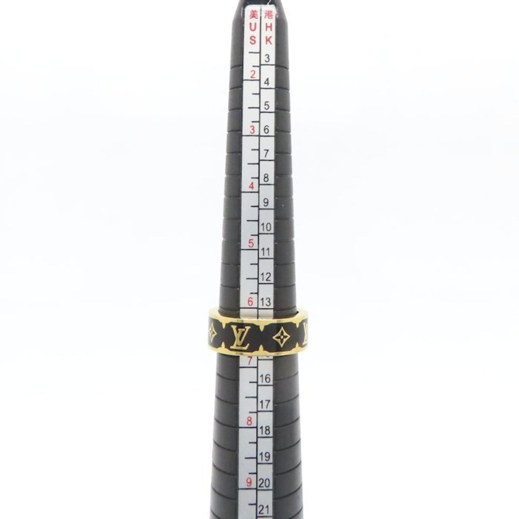Louis Vuitton Gold Black Gold Plating Band Ring