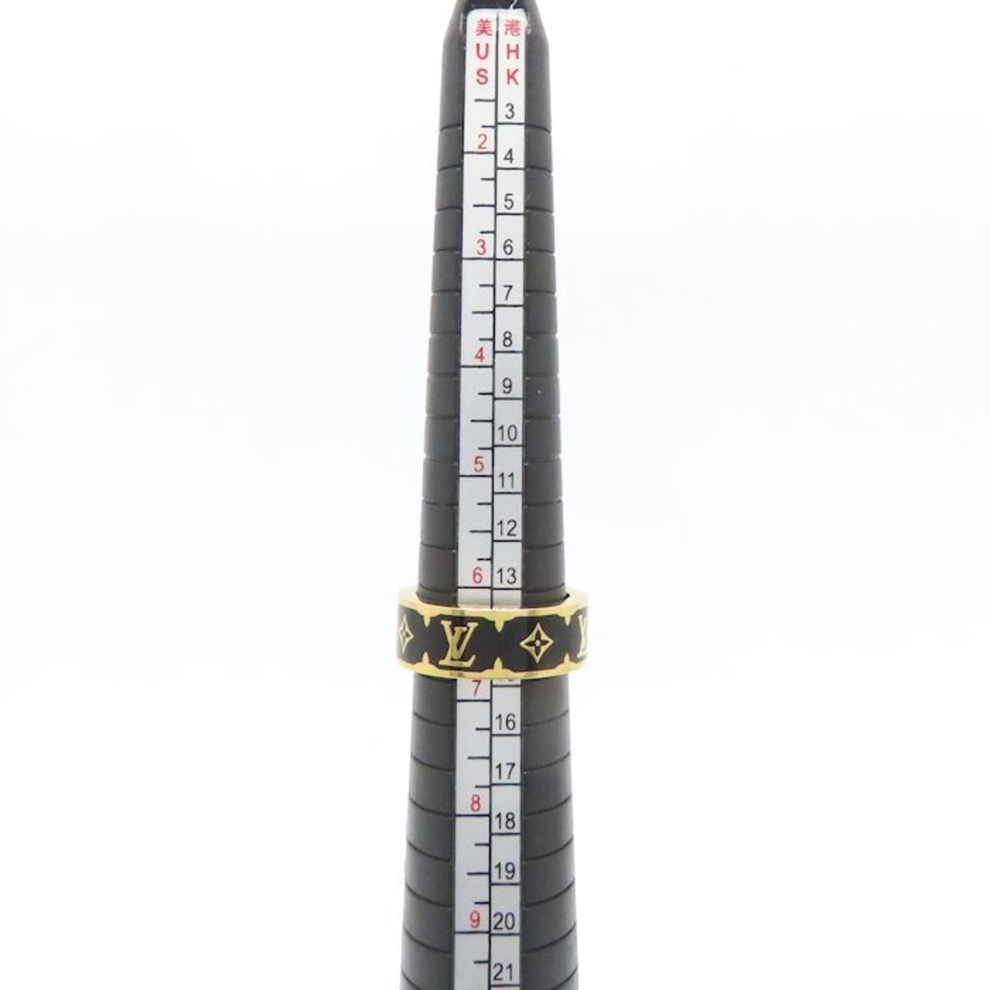 Louis Vuitton Gold Black Gold Plating Band Ring
