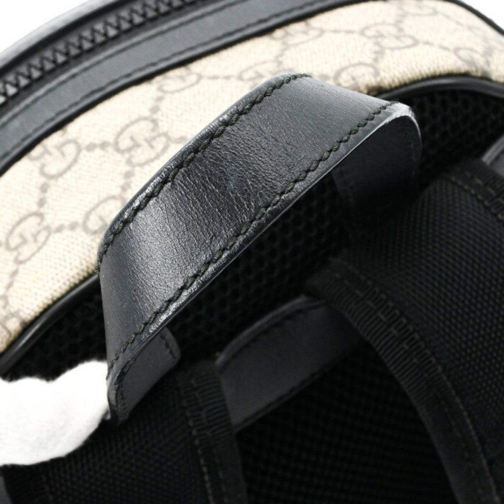 Gucci Beige Black Gg Supreme Leather Backpack (Pre-Owned)