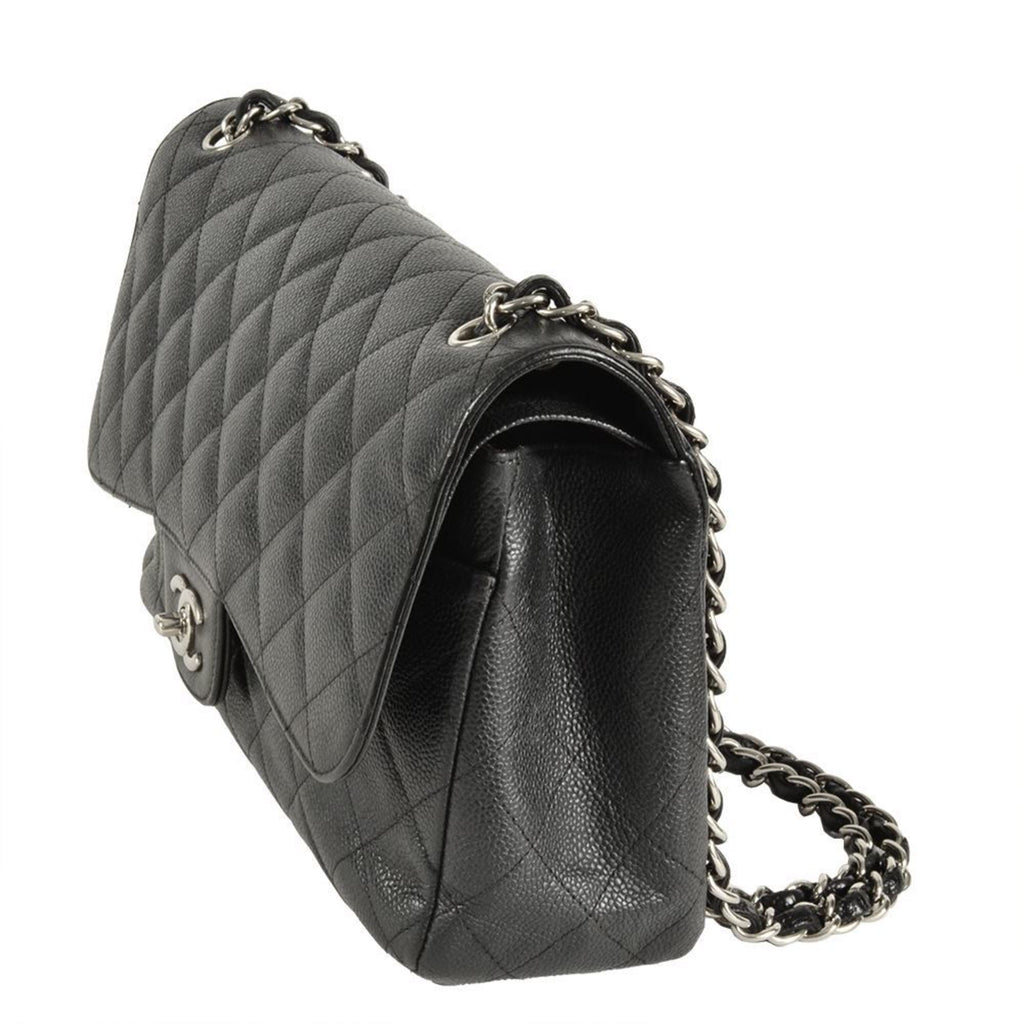 Chanel Black Grained Calfskin Shoulder Bag
