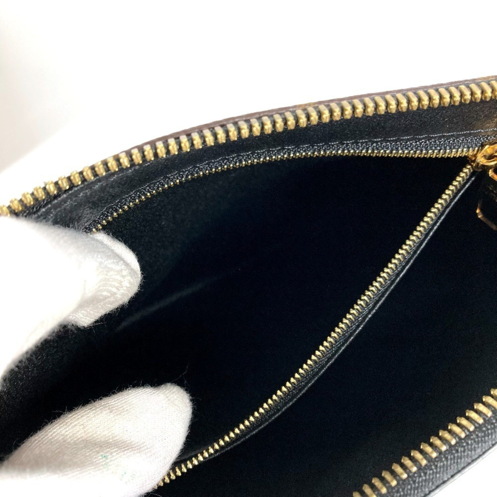 Louis Vuitton Black Brown Monogram Clutch Bag Pouch