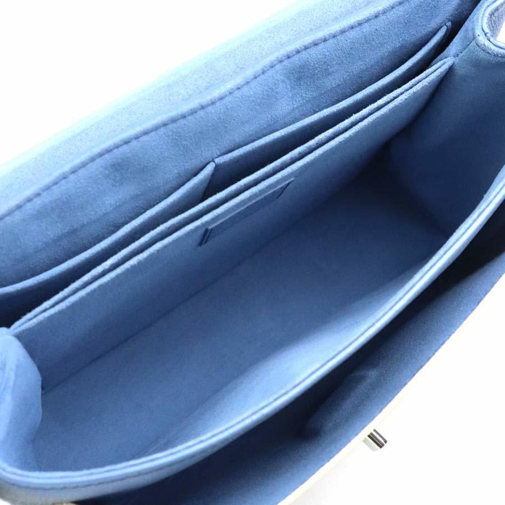 Louis Vuitton Blue Ivory Leather Handbag Shoulder Bag