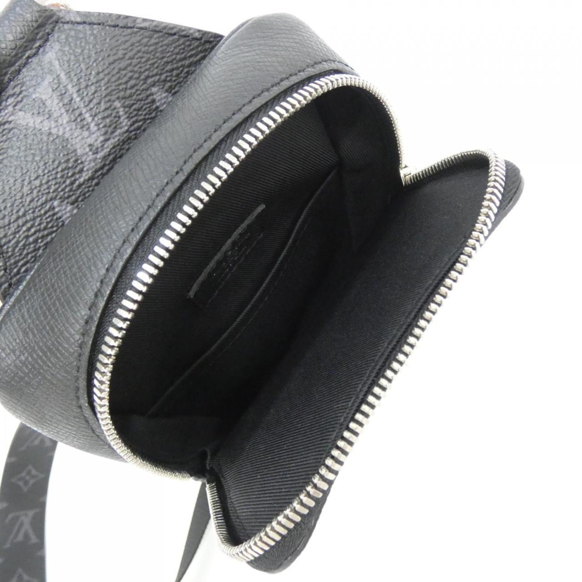 Louis Vuitton Taigarama Black Coated Canvas Leather Shoulder Bag