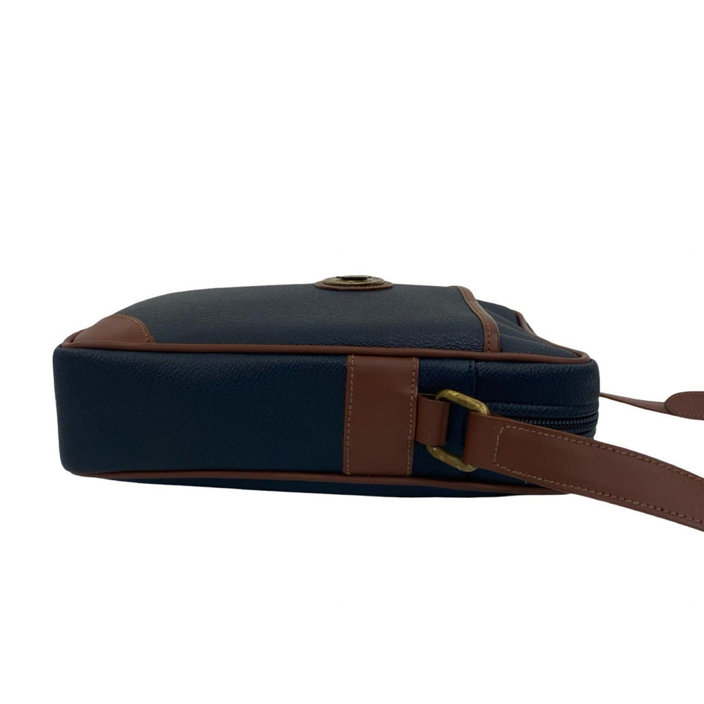 Burberry Brown Navy Leather Pvc Pochette Shoulder Bag