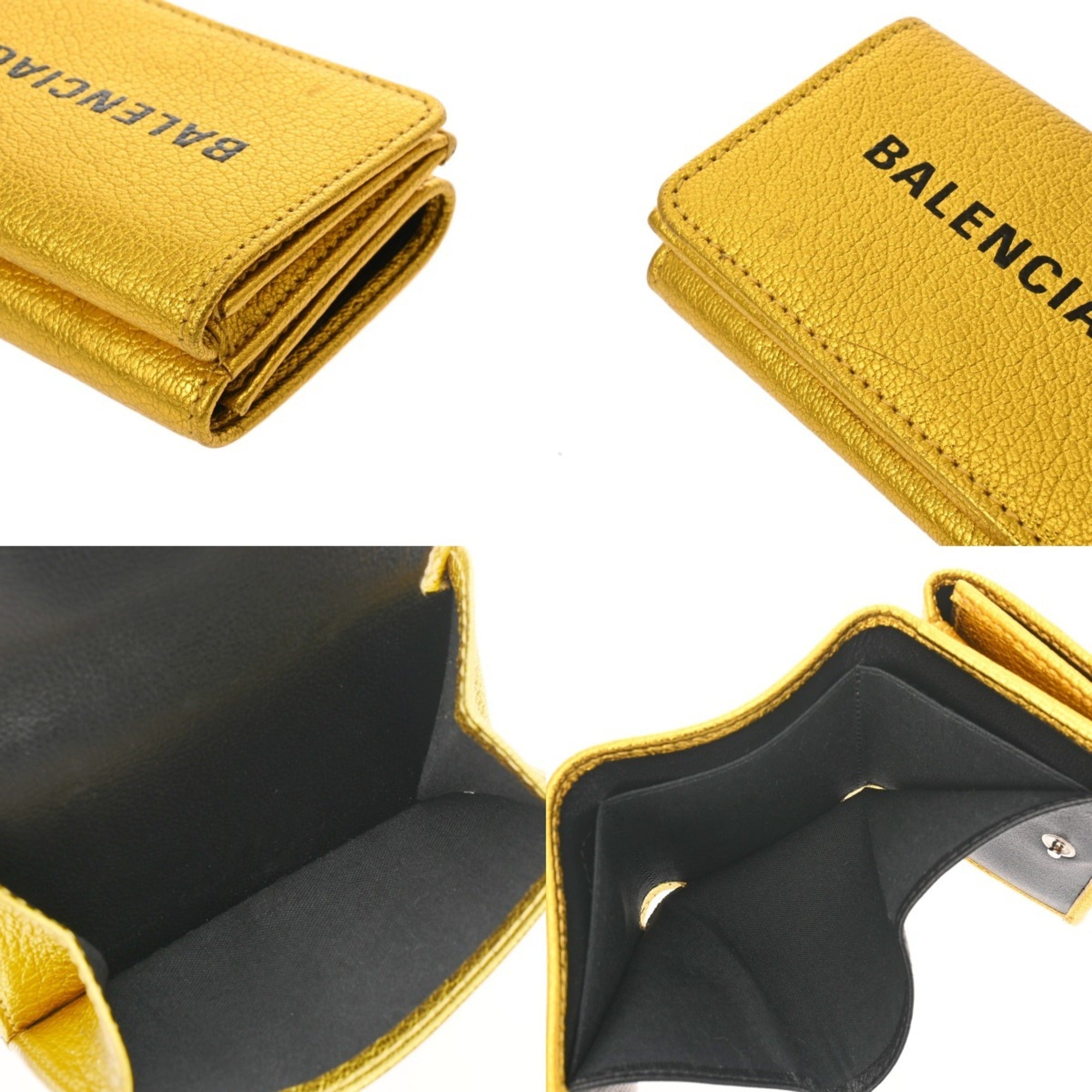 Balenciaga Metallic Gold Leather Wallet (Tri-Fold)