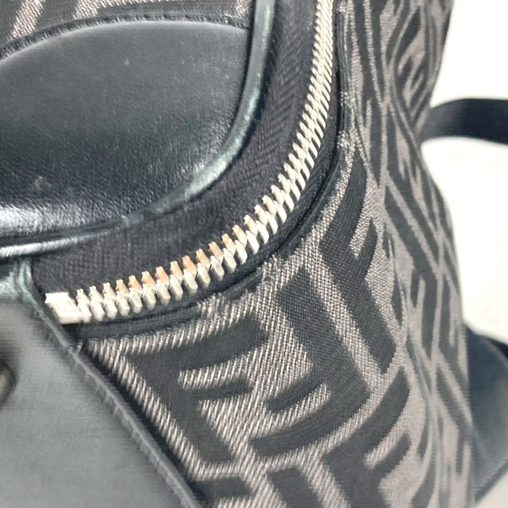 Fendi Black Gray Canvas Leather Backpack