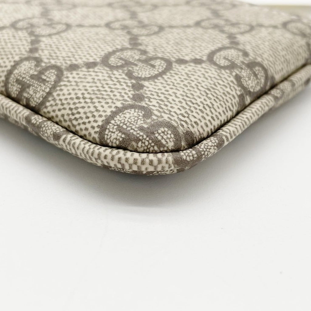 Gucci Gg Supreme Beige Brown Pvc Leather/Webbing Coin Purse/Coin Case (Pre-Owned)