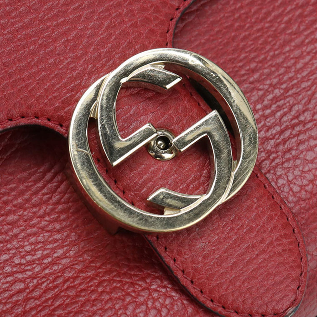 Gucci Red Color Leather Shoulder Bag (Pre-Owned)