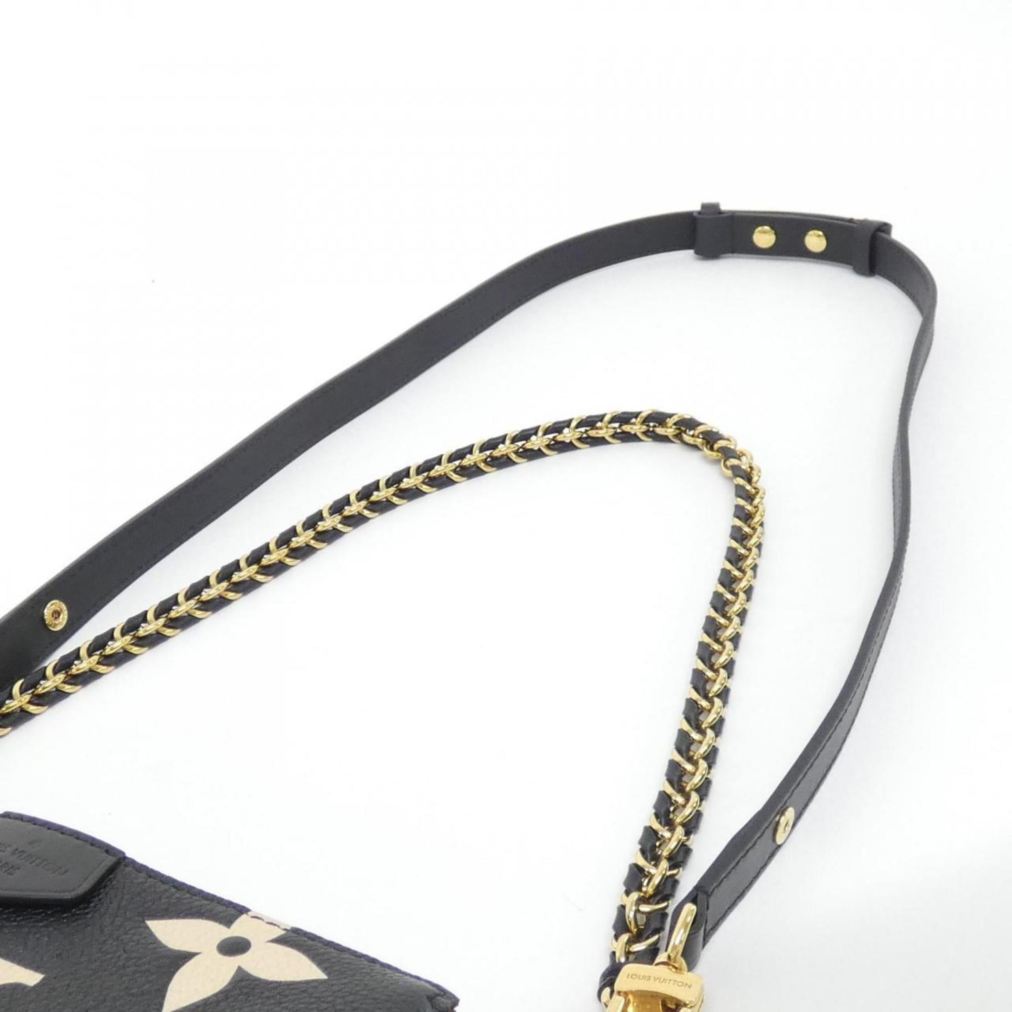 Louis Vuitton Beige Black Leather Pochette Pouch Shoulder Bag