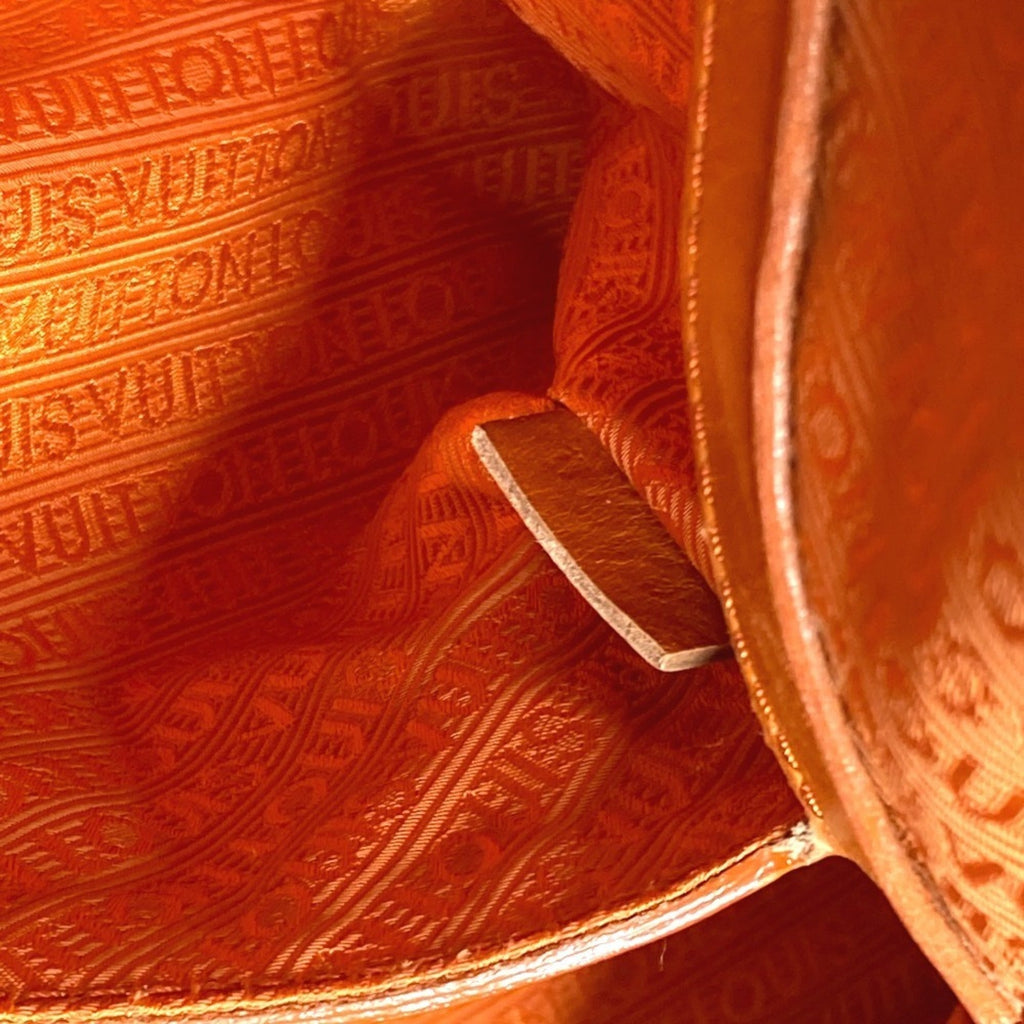 Louis Vuitton Orange Vinyl Leather Boston Bag Handbag Tote Bag