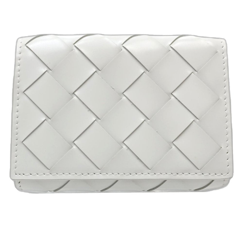 Bottega Veneta Intrecciato White Leather Wallet (Tri-Fold)
