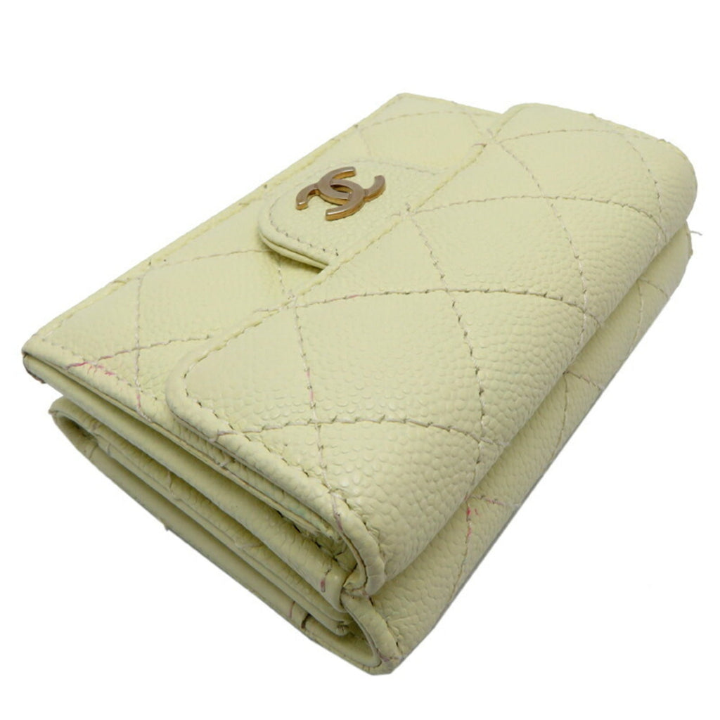 Chanel Cream White Grained Calfskin Wallet (Tri-Fold)