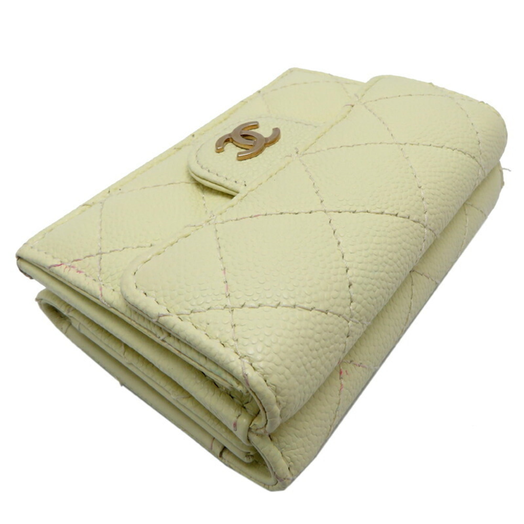 Chanel Cream White Grained Calfskin Wallet (Tri-Fold)