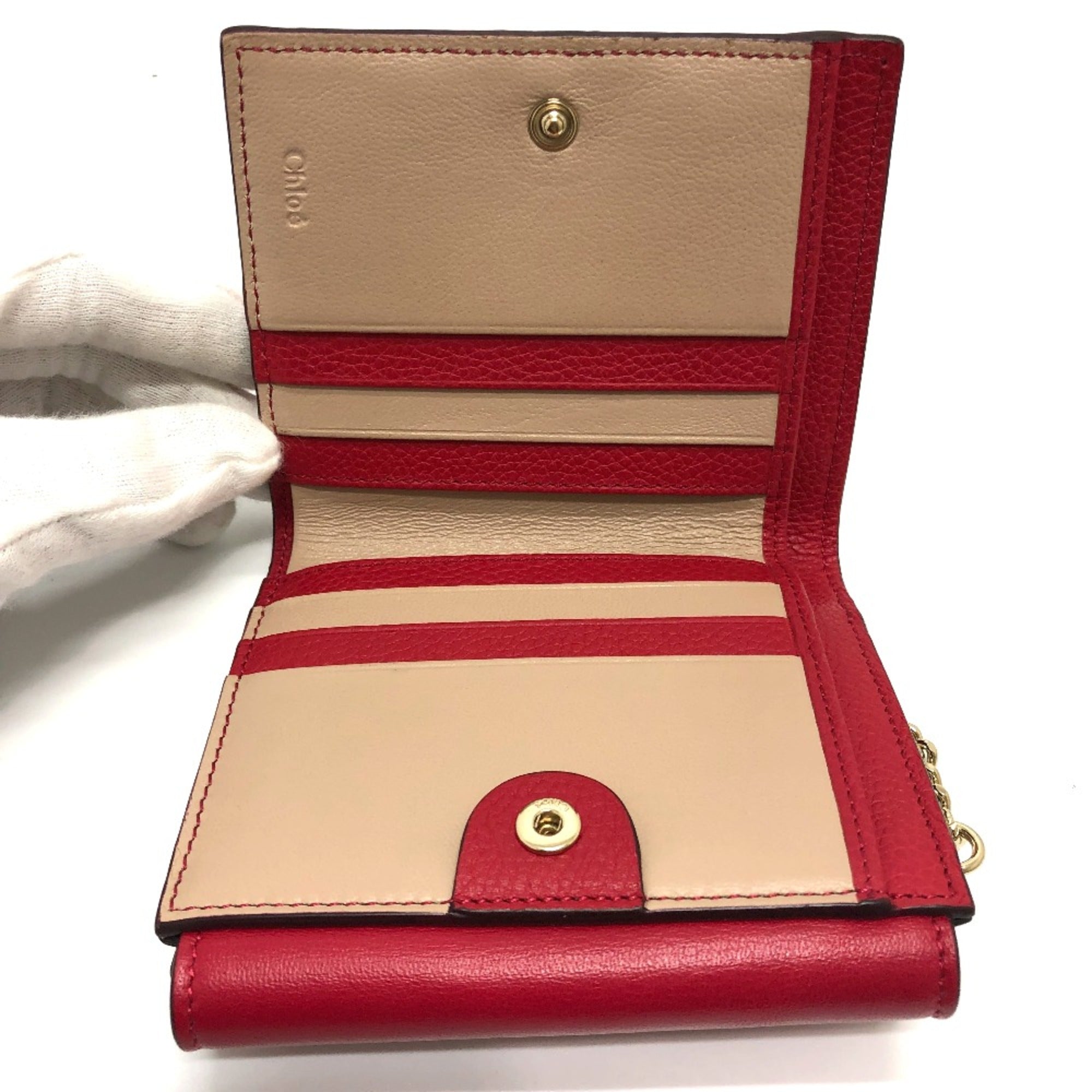 Chloé Red Leather Wallet (Bi-Fold) (Pre-Owned)