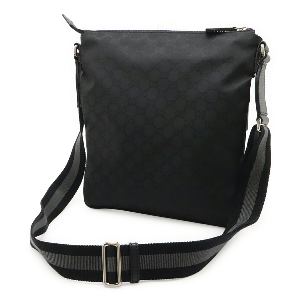 Gucci Black Gray Nylon Leather Shoulder Bag (Pre-Owned)