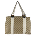 Gucci Beige Brown Ivory Gg Canvas Leather Tote Bag (Pre-Owned)