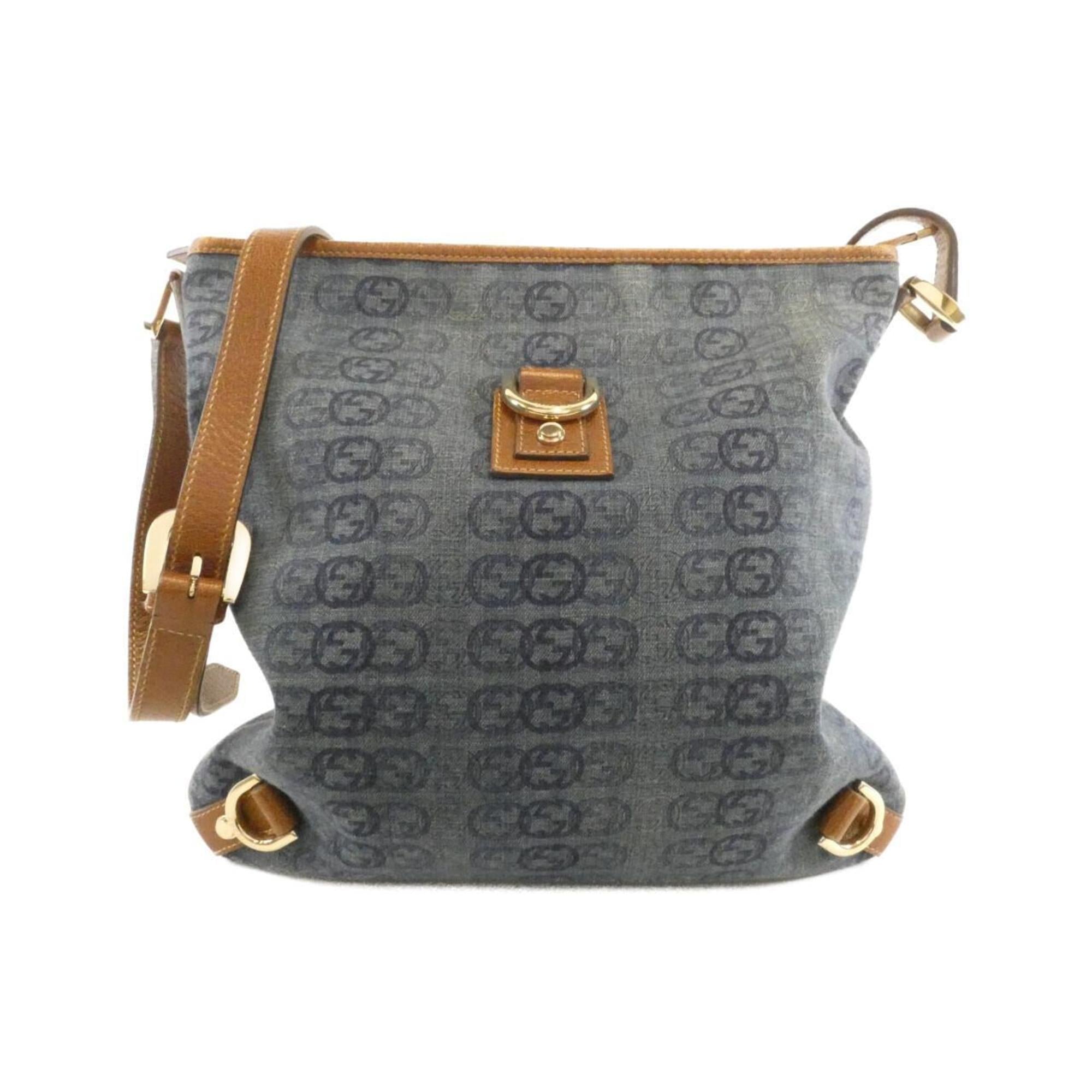 Gucci Dark Blue Canvas Shoulder Bag (Pre-Owned)