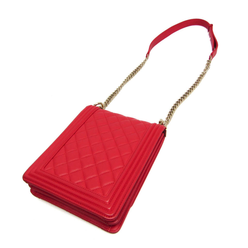Chanel Boy Chanel Red Color Leather Shoulder Bag