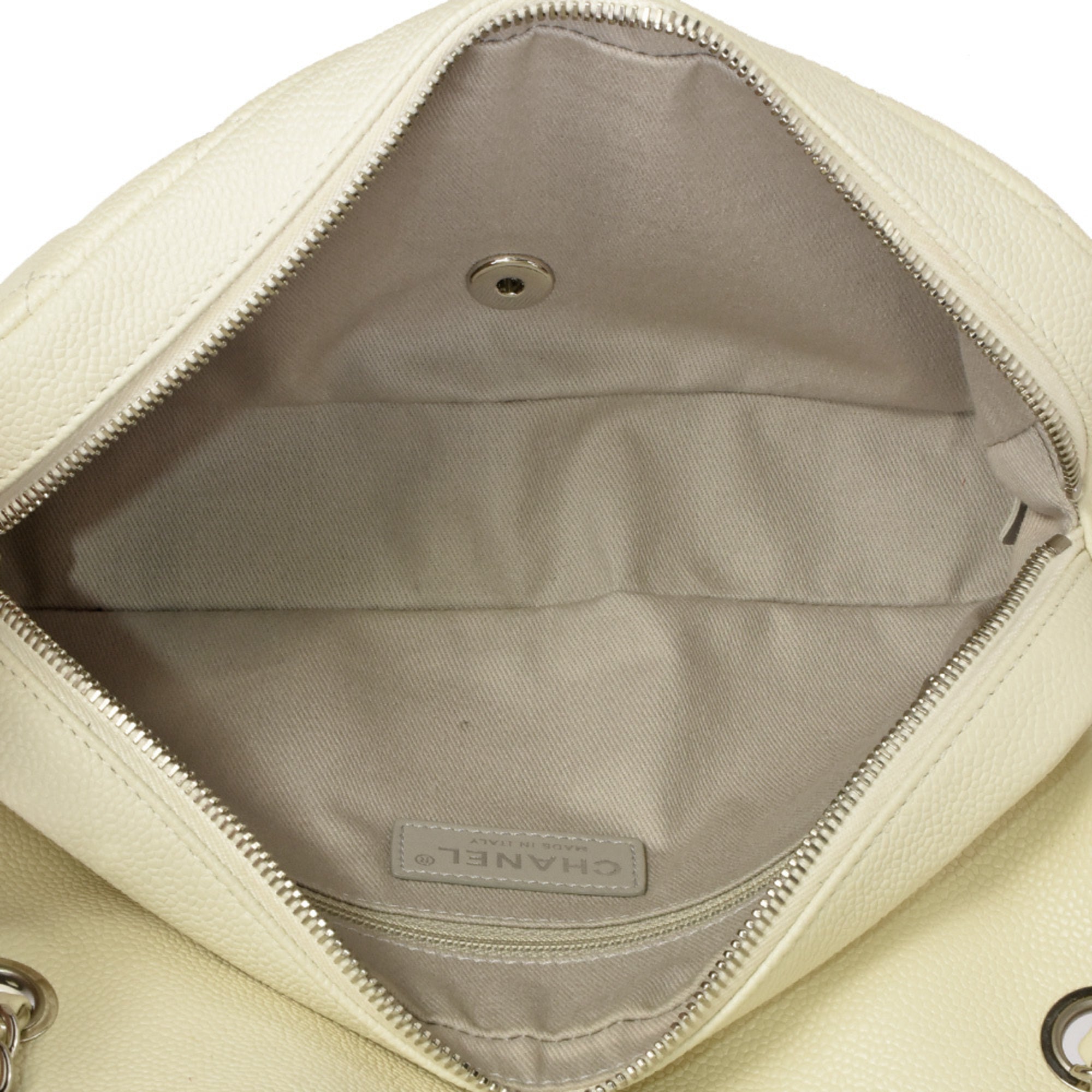 Chanel Off-White Grained Calfskin Shoulder Bag
