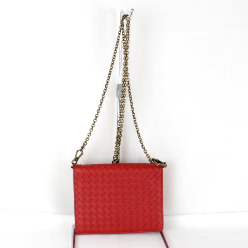 Bottega Veneta Intrecciato Red Color Leather Shoulder Bag