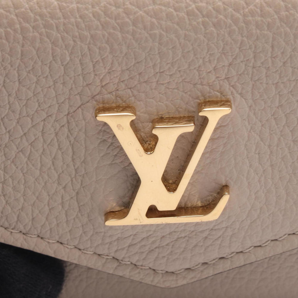 Louis Vuitton Beige Grayish Leather Wallet (Tri-Fold)