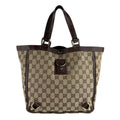 Gucci Brown Brown Gg Gg Canvas Leather Handbag (Pre-Owned)