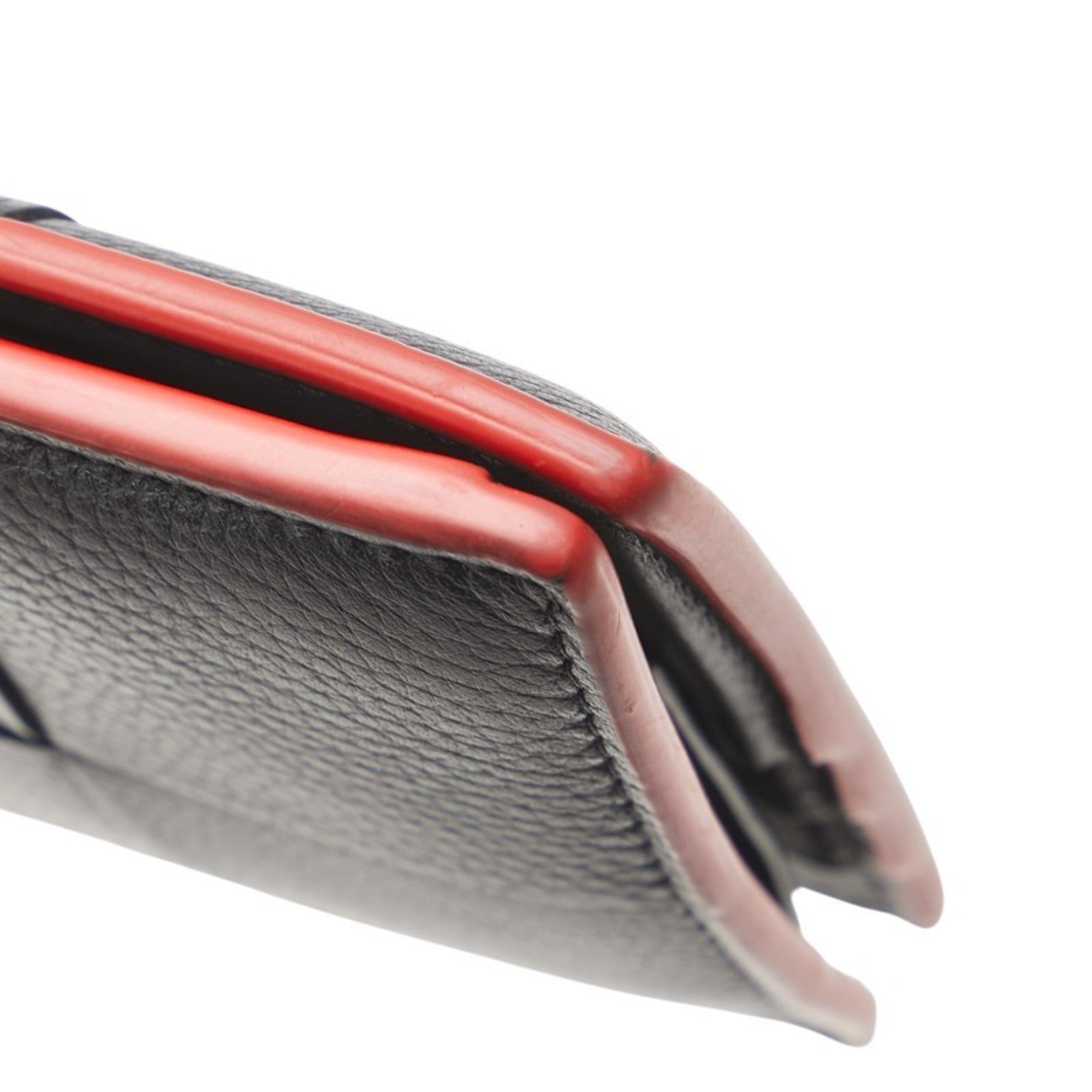 Bottega Veneta Black Red Color Leather Wallet (Bi-Fold)