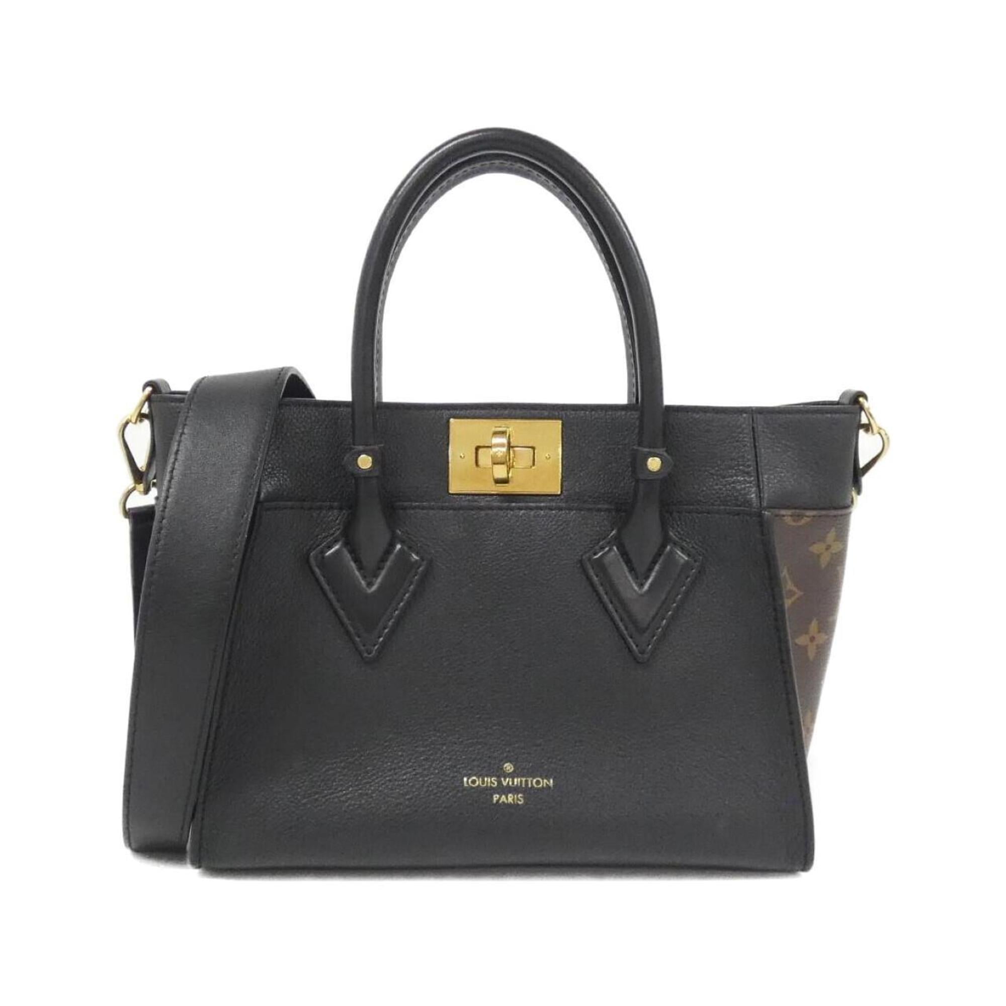 Louis Vuitton Black Leather Coated Canvas Handbag