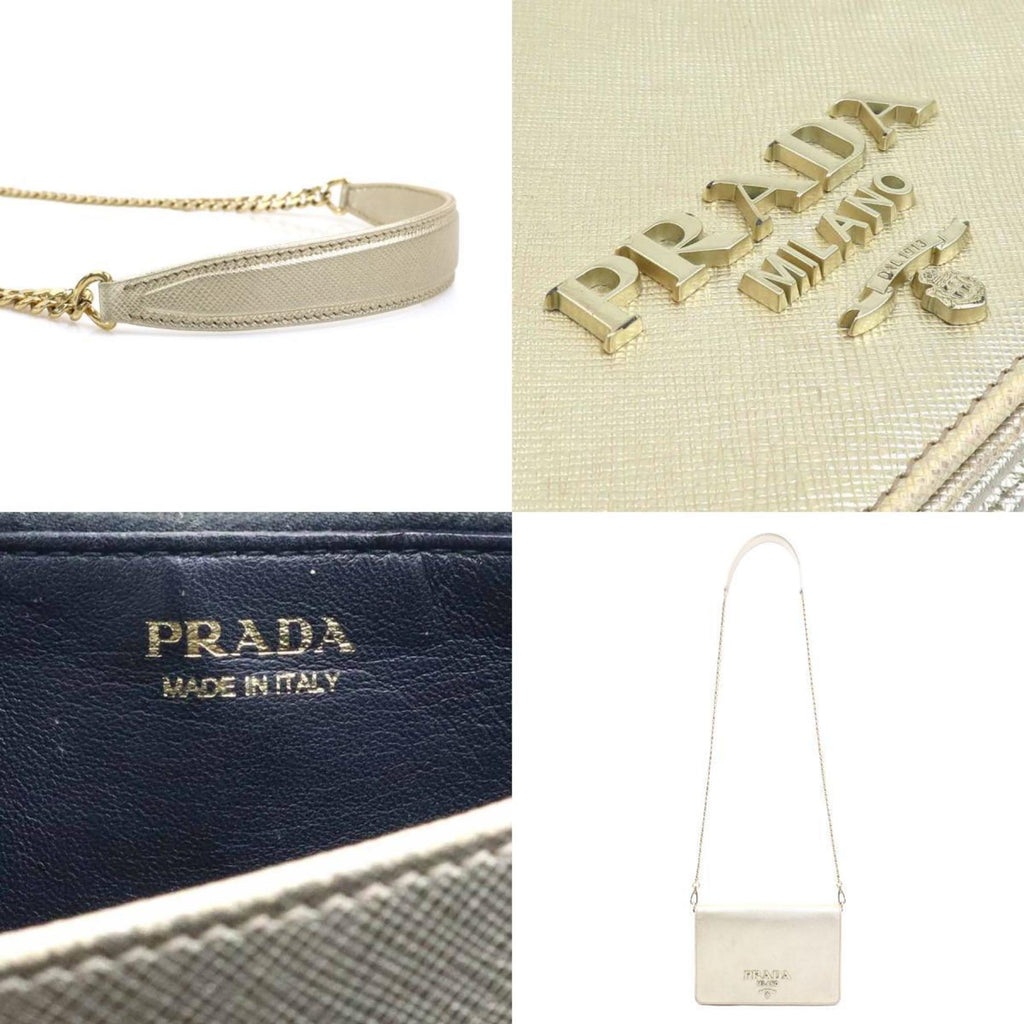 Prada Gold Leather Shoulder Bag