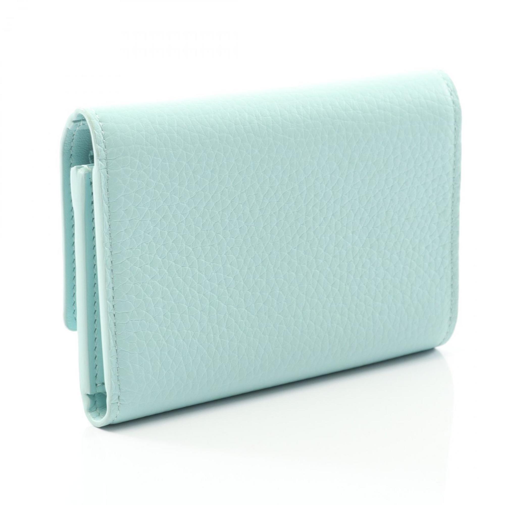 Louis Vuitton Blue Green Leather Wallet (Tri-Fold)