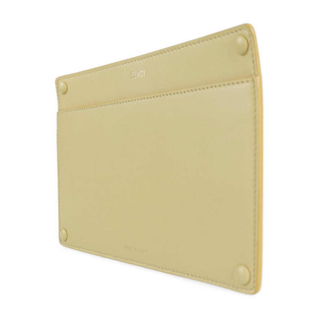 Fendi Cream Yellow Leather Pouch