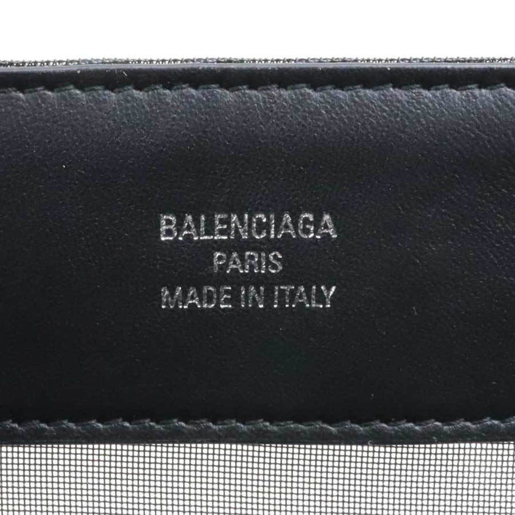 Balenciaga Black Leather Mesh Handbag Tote