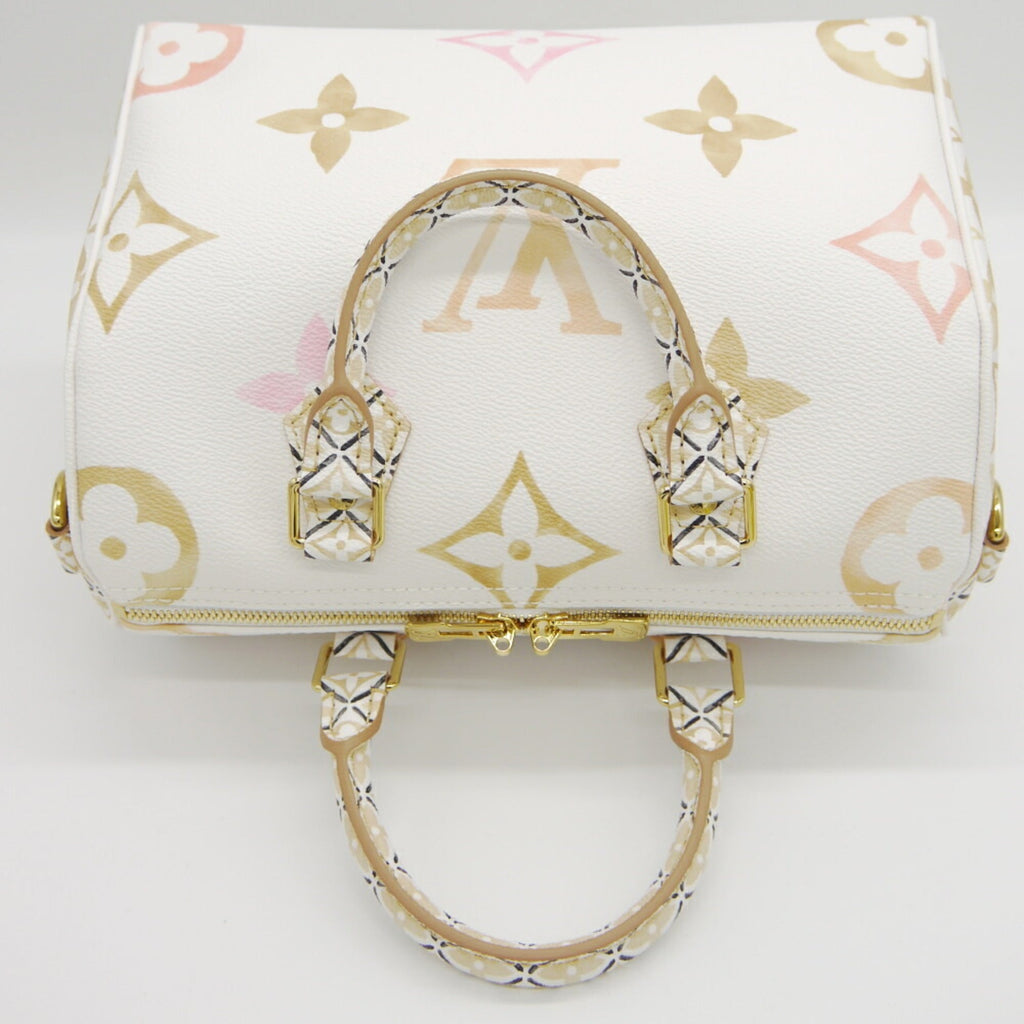 Louis Vuitton Leather Canvas Boston Bag Shoulder Bag
