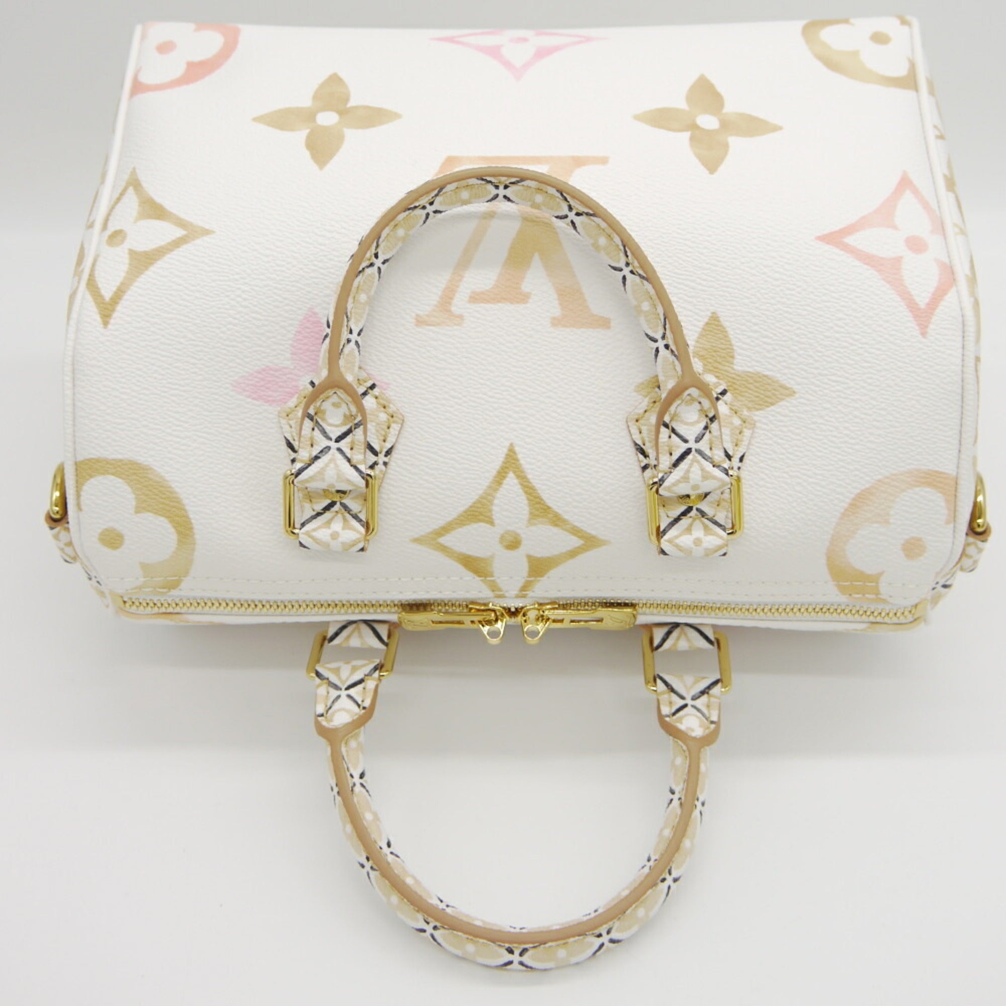 Louis Vuitton Leather Canvas Boston Bag Shoulder Bag