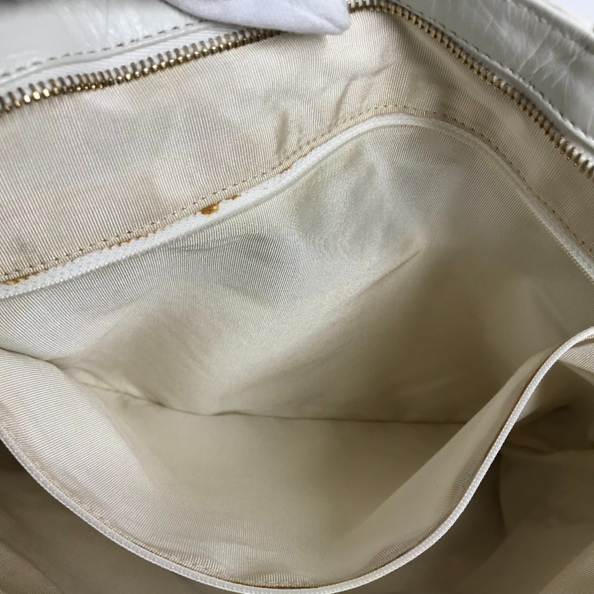 Chanel White Leather Shoulder Bag Tote Bag