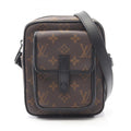 Louis Vuitton Black Brown Coated Canvas Leather Shoulder Bag