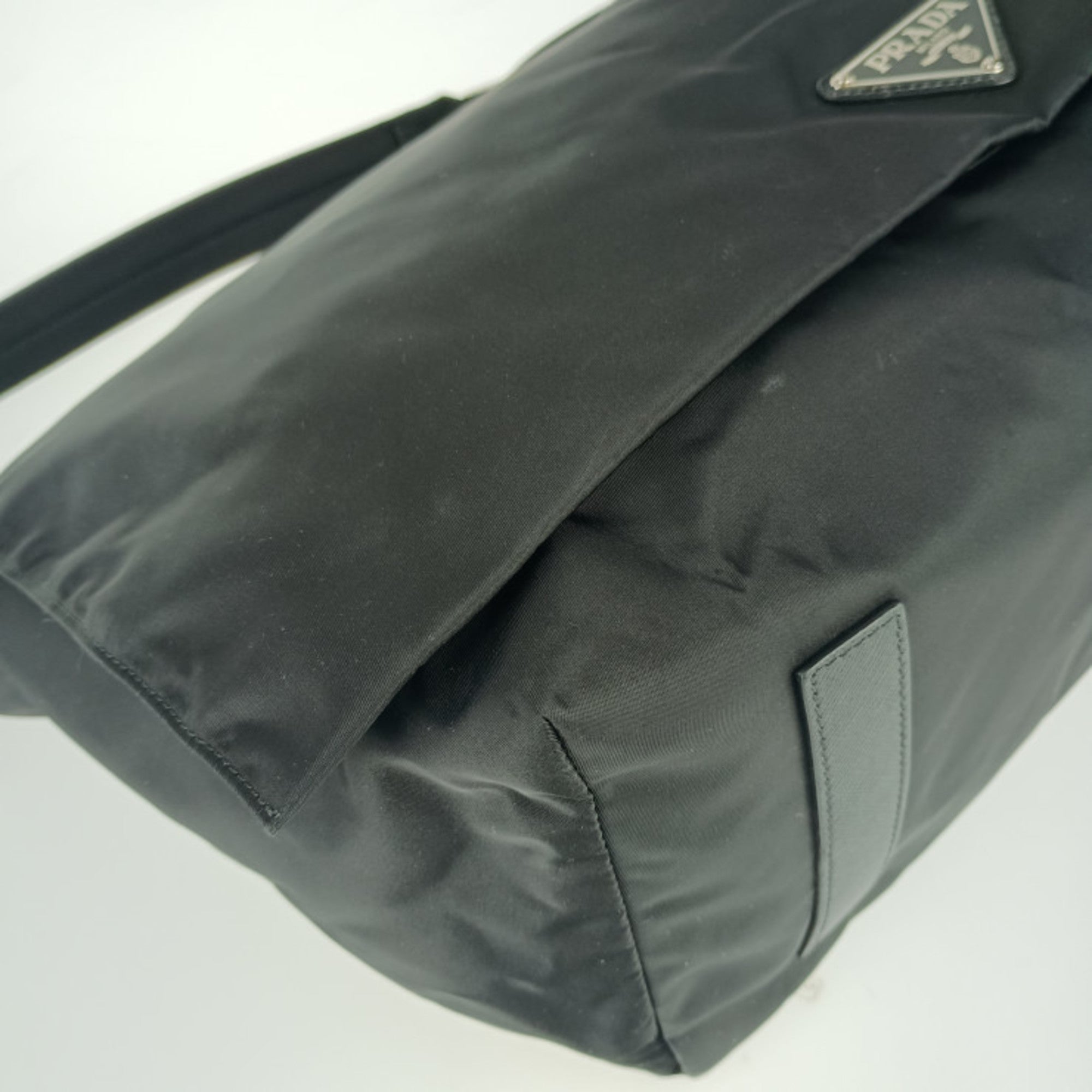 Prada Black Nylon Leather Messenger Bag Shoulder Bag