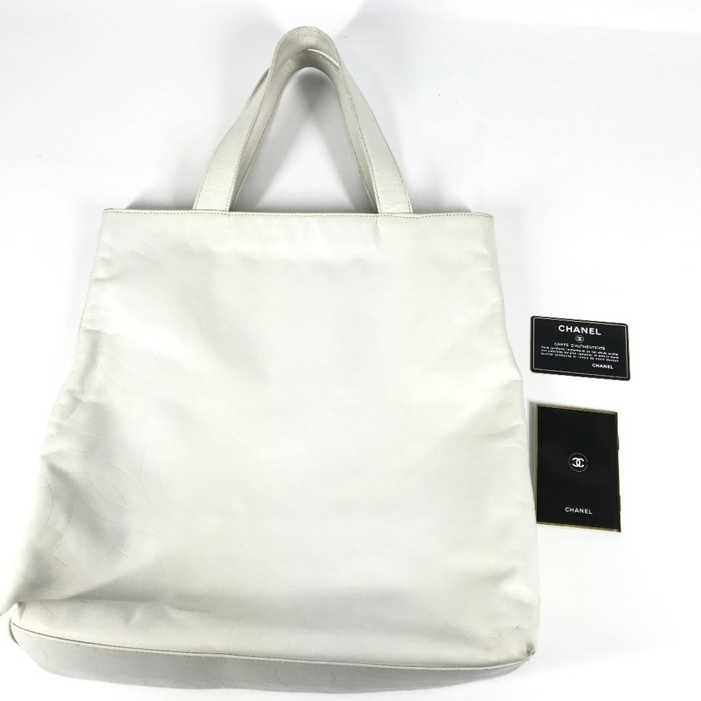 Chanel White Leather Shoulder Bag Tote Bag