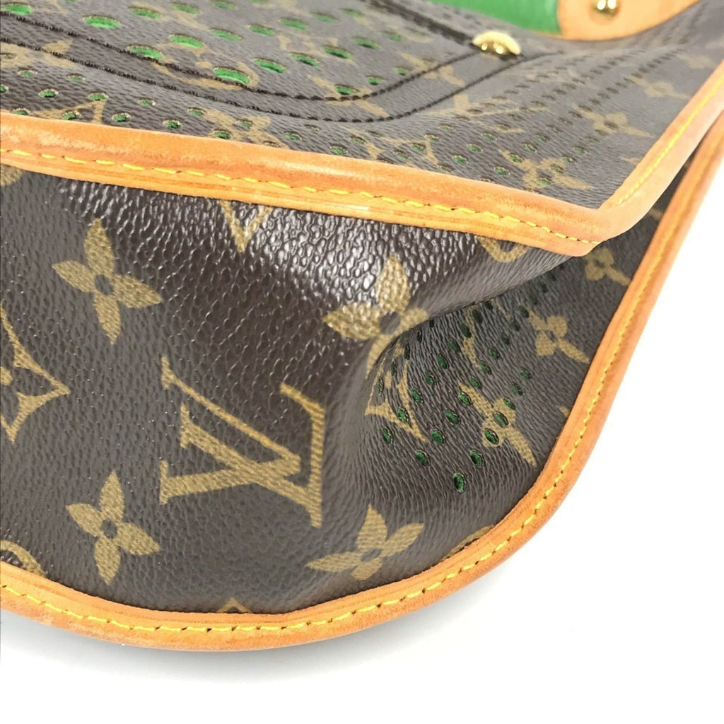 Louis Vuitton Brown Green Monogram Perforated Shoulder Bag