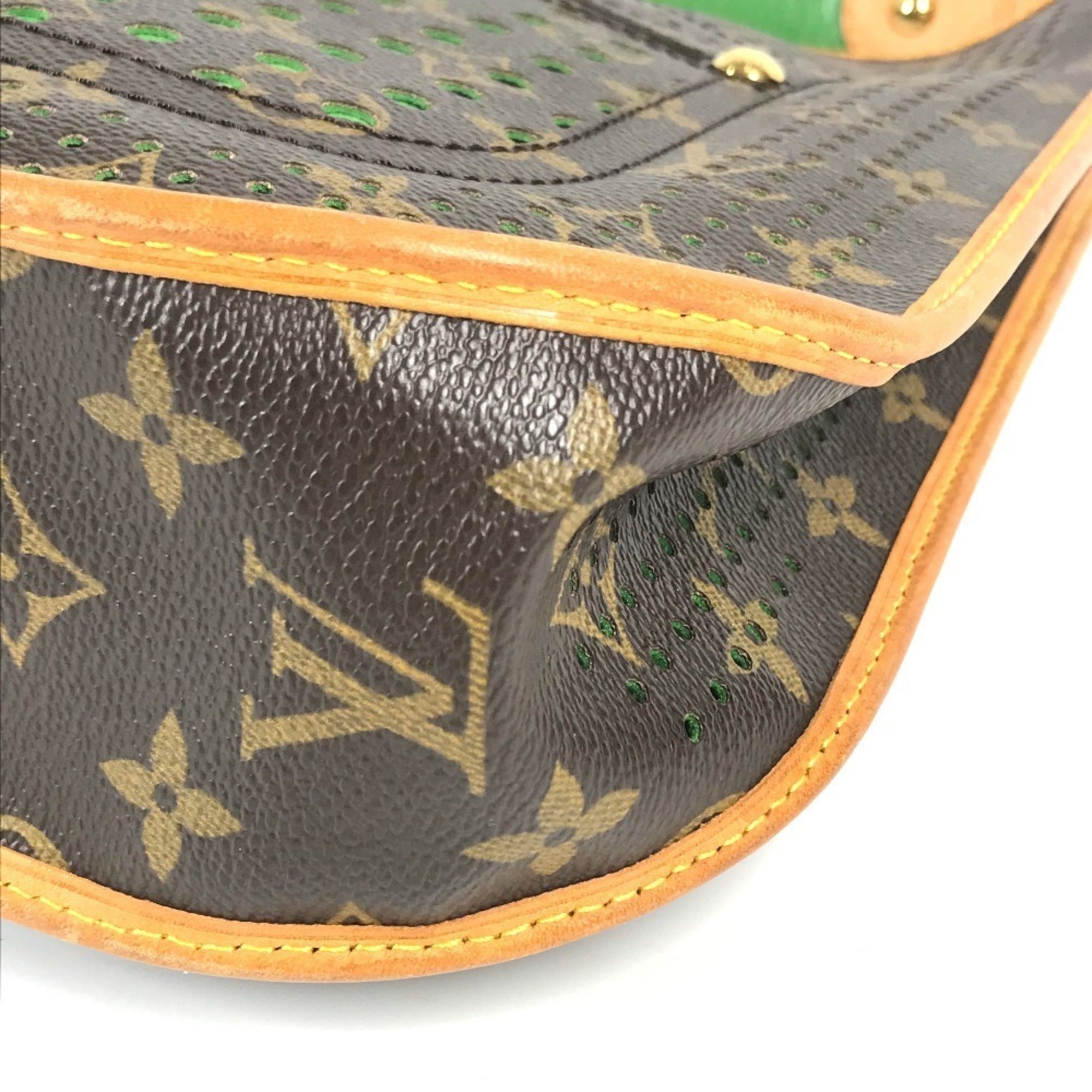 Louis Vuitton Brown Green Monogram Perforated Shoulder Bag