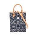 Louis Vuitton Brown Navy White Canvas Leather Handbag