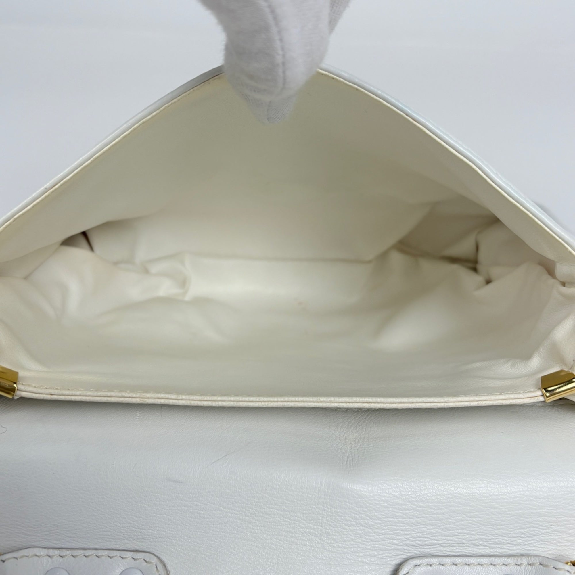 Celine White Leather Shoulder Bag