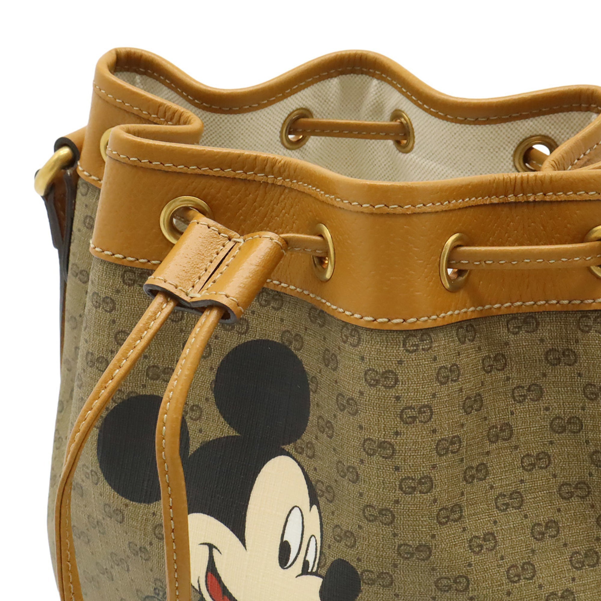 Gucci Beige Light Brown Coated Canvas Leather Shoulder Bag (Pre-Owned)