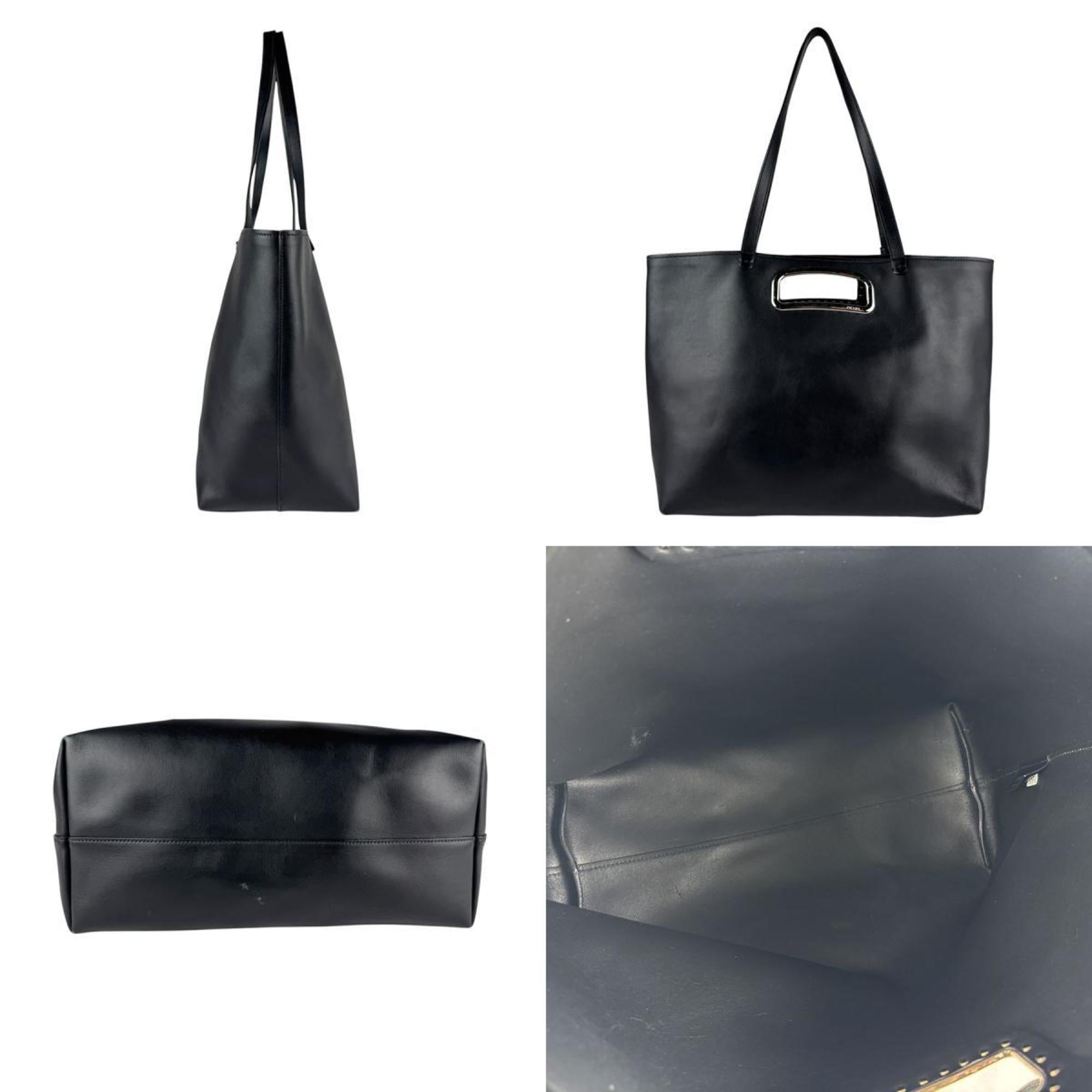 Prada Black Leather Handbag Shoulder Bag Tote Bag