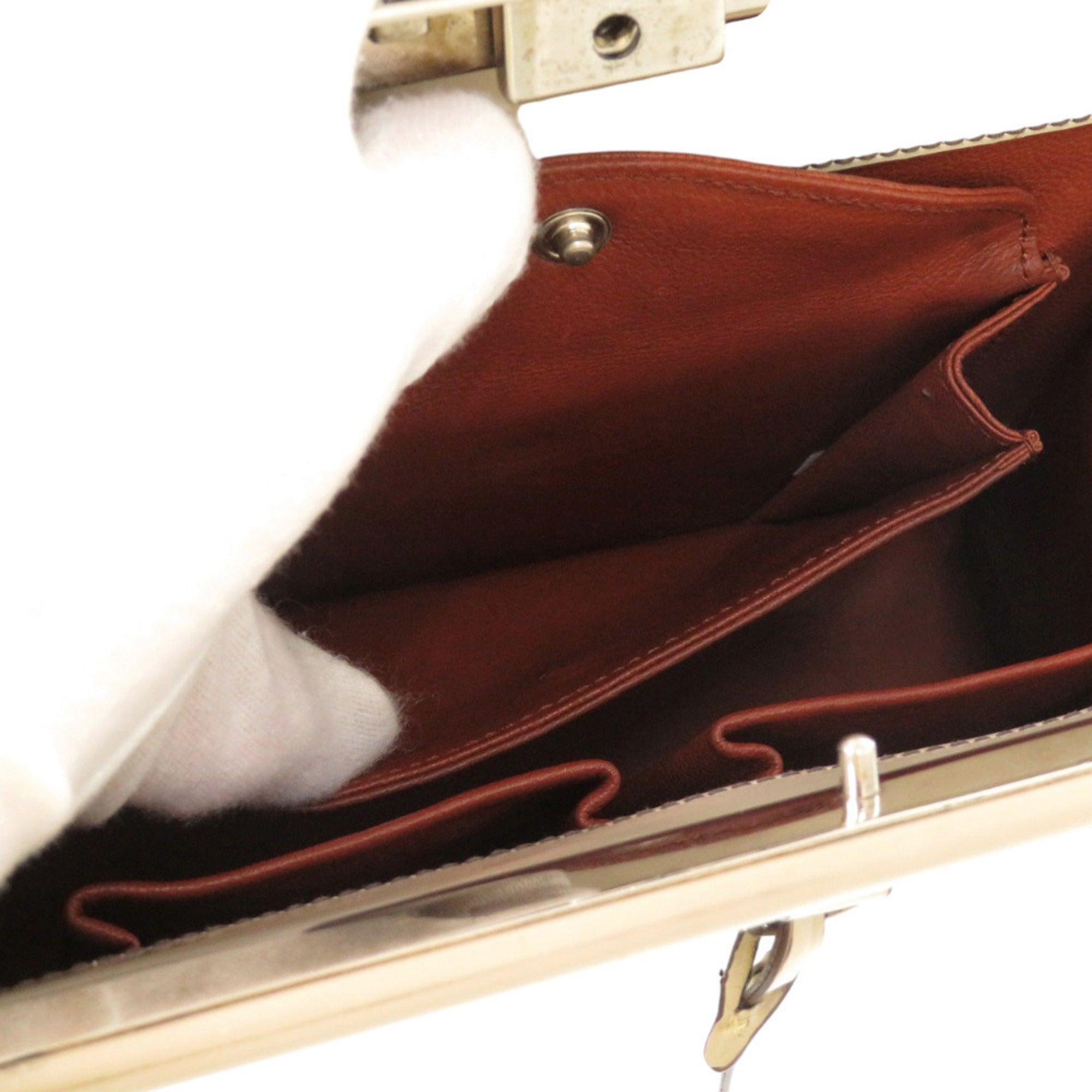 Prada Beige Ivory Patent Leather Handbag