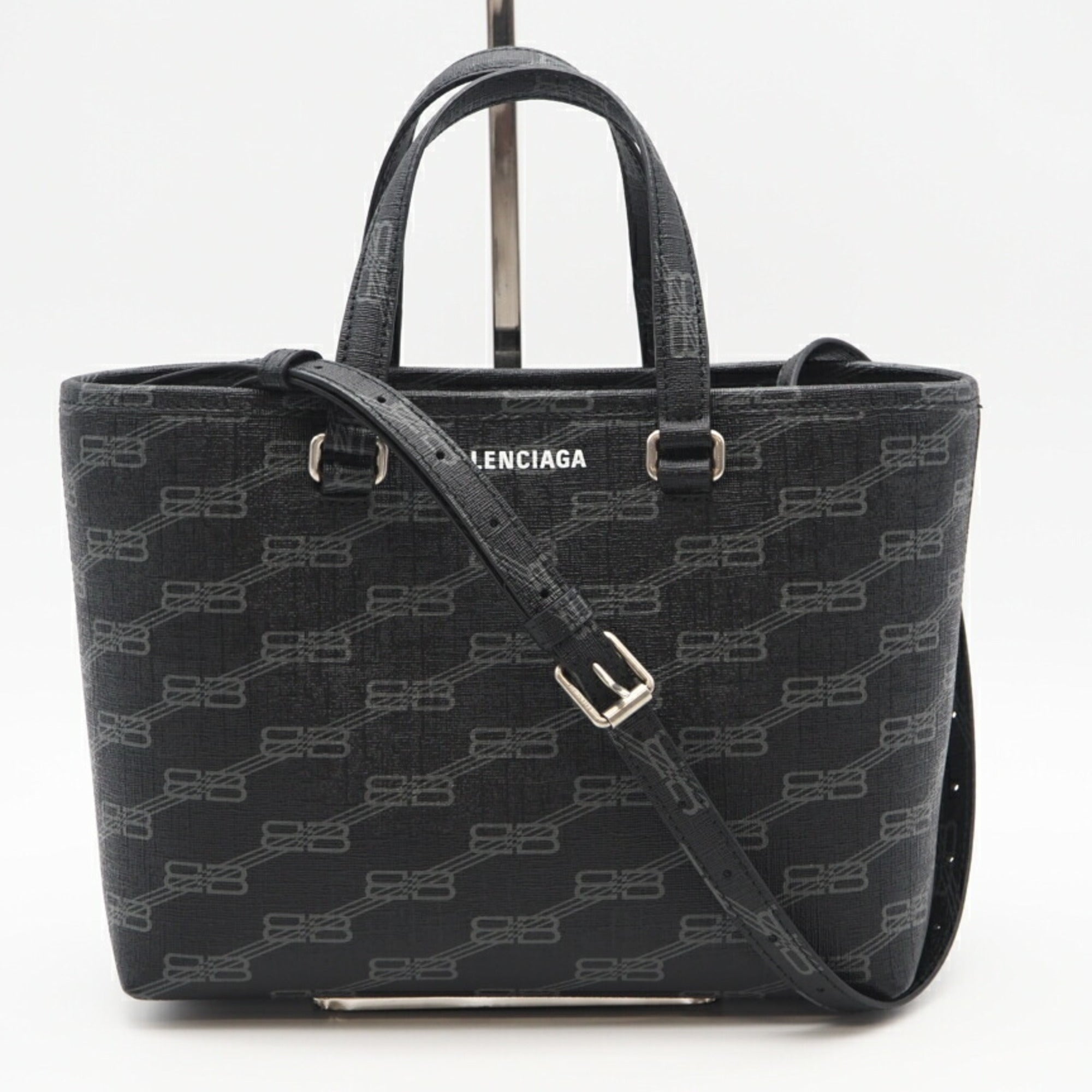 Balenciaga Black Gray Coated Canvas Tote
