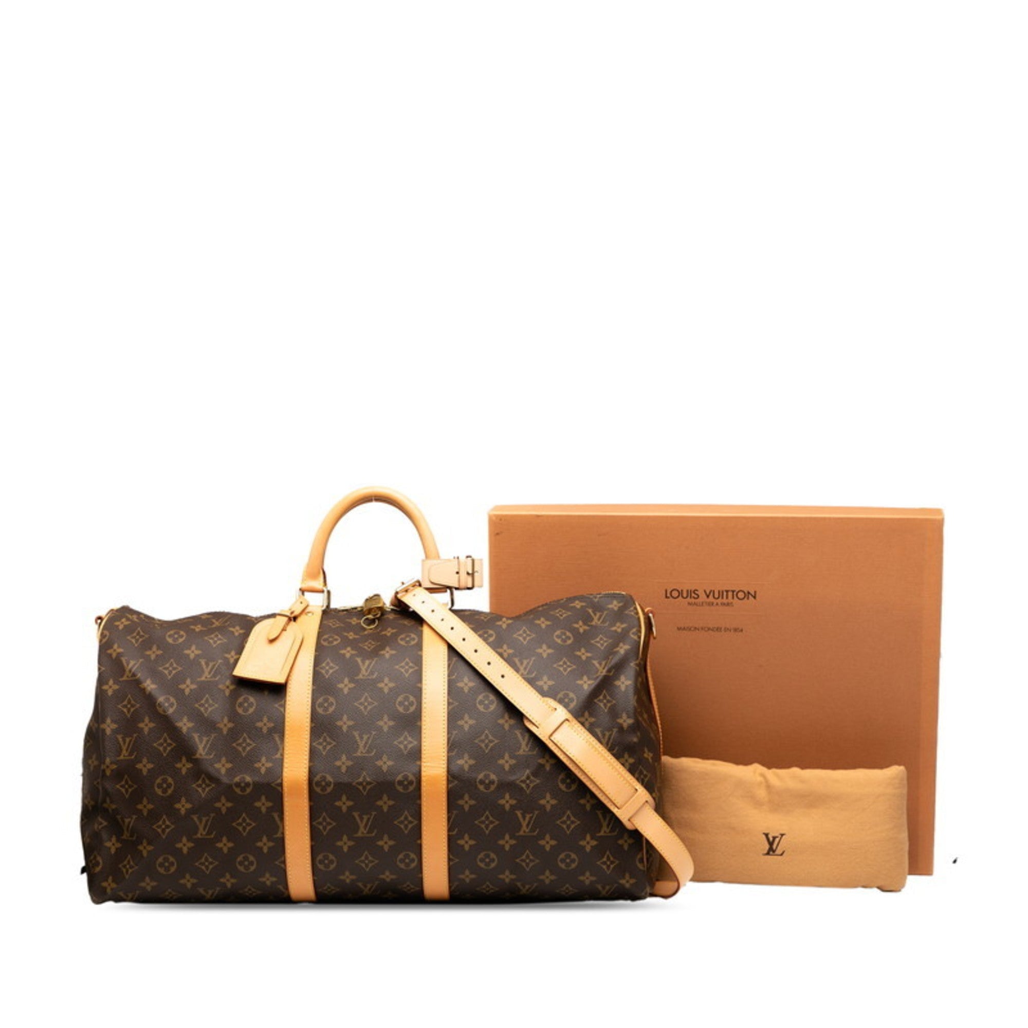 Louis Vuitton Brown Pvc Leather Boston Bag Shoulder Bag